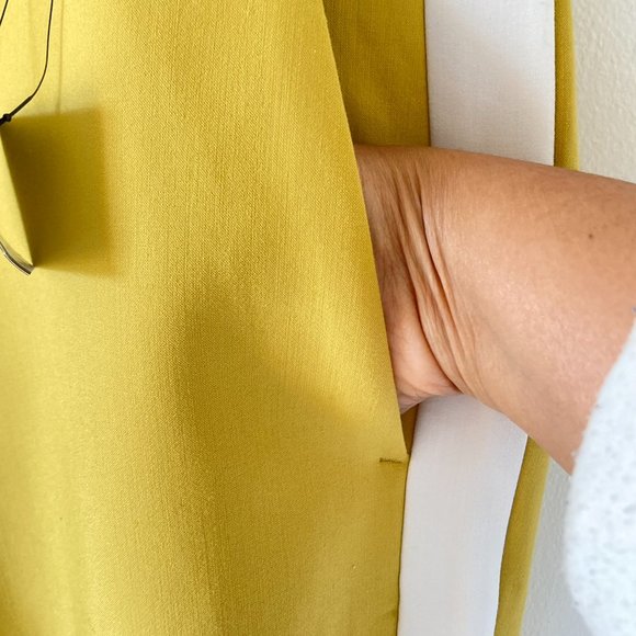 BNWT M&S Women's Mustard Yellow White Side Panels Slim Fit Trousers Size 16 - Picture 14 of 16